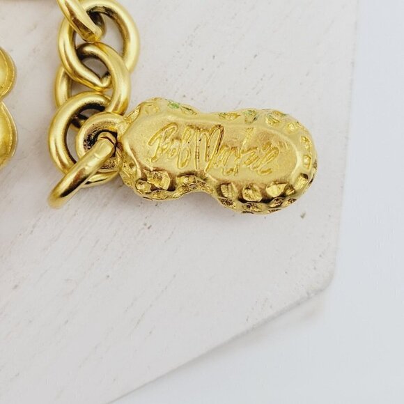 Bob Mackie Elephants On Parade Bracelet Rich Satin Gold 6.5"-8" Rhinestone Eyes - Picture 6 of 10